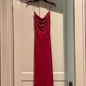 small pink velvet ankle length dress